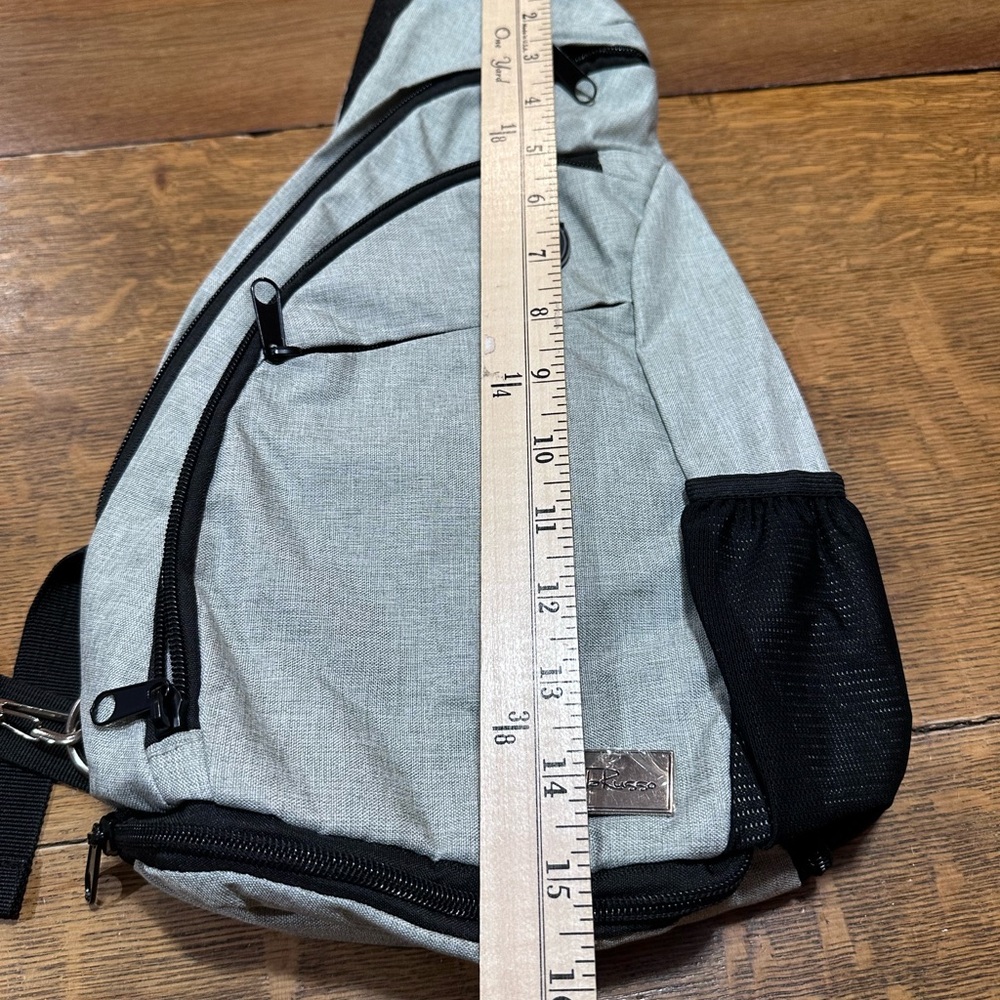 Versatile Gray Sling Backpack With Multiple Compa… - image 3